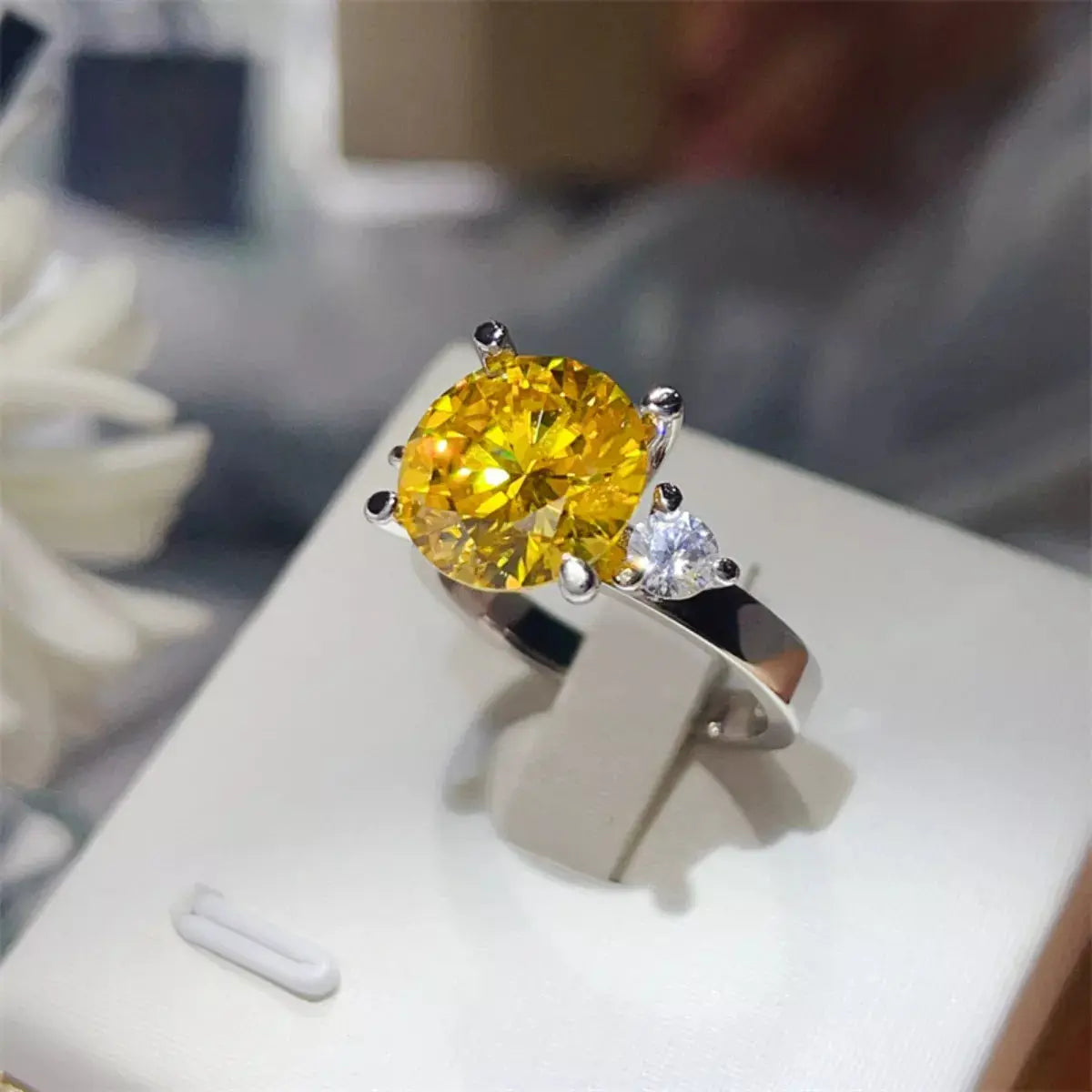 925 Sterling Silver Yellow 5 Carat Moissanite Ring - Be Bliss Boutique