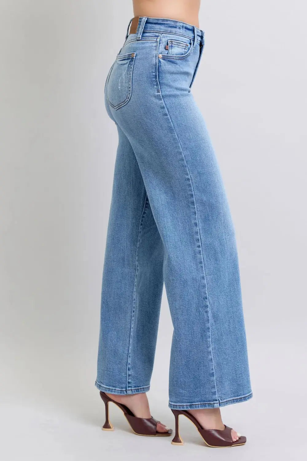 Full Size High Waist Wide Leg Judy Blue Jeans with Functional Pockets - Be Bliss Boutique