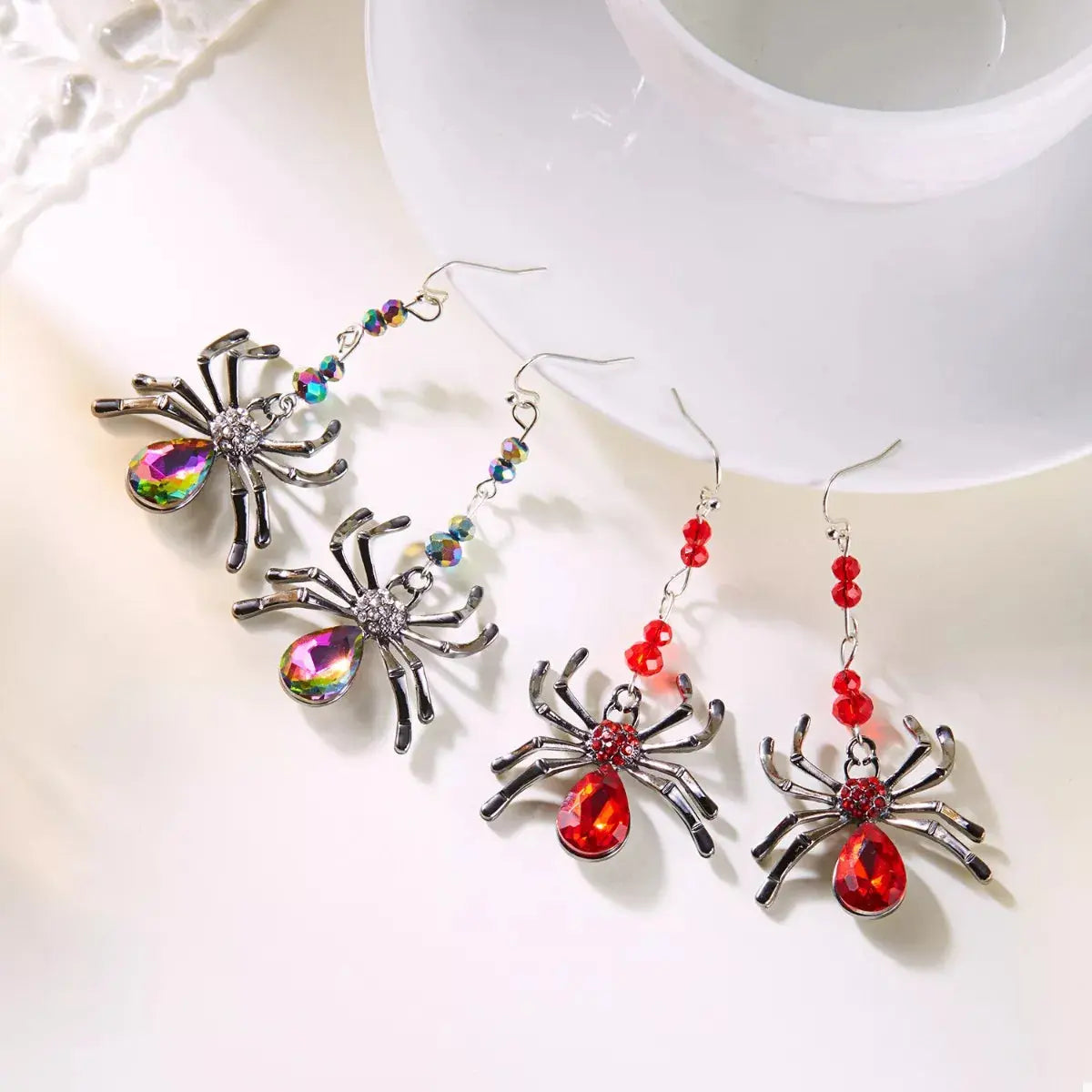 Crystal Spider Halloween Dangle Earrings - Be Bliss Boutique