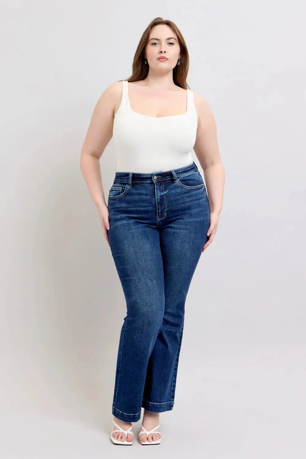 Full Size High Rise Flare Judy Blue Jeans with Pockets - Be Bliss Boutique