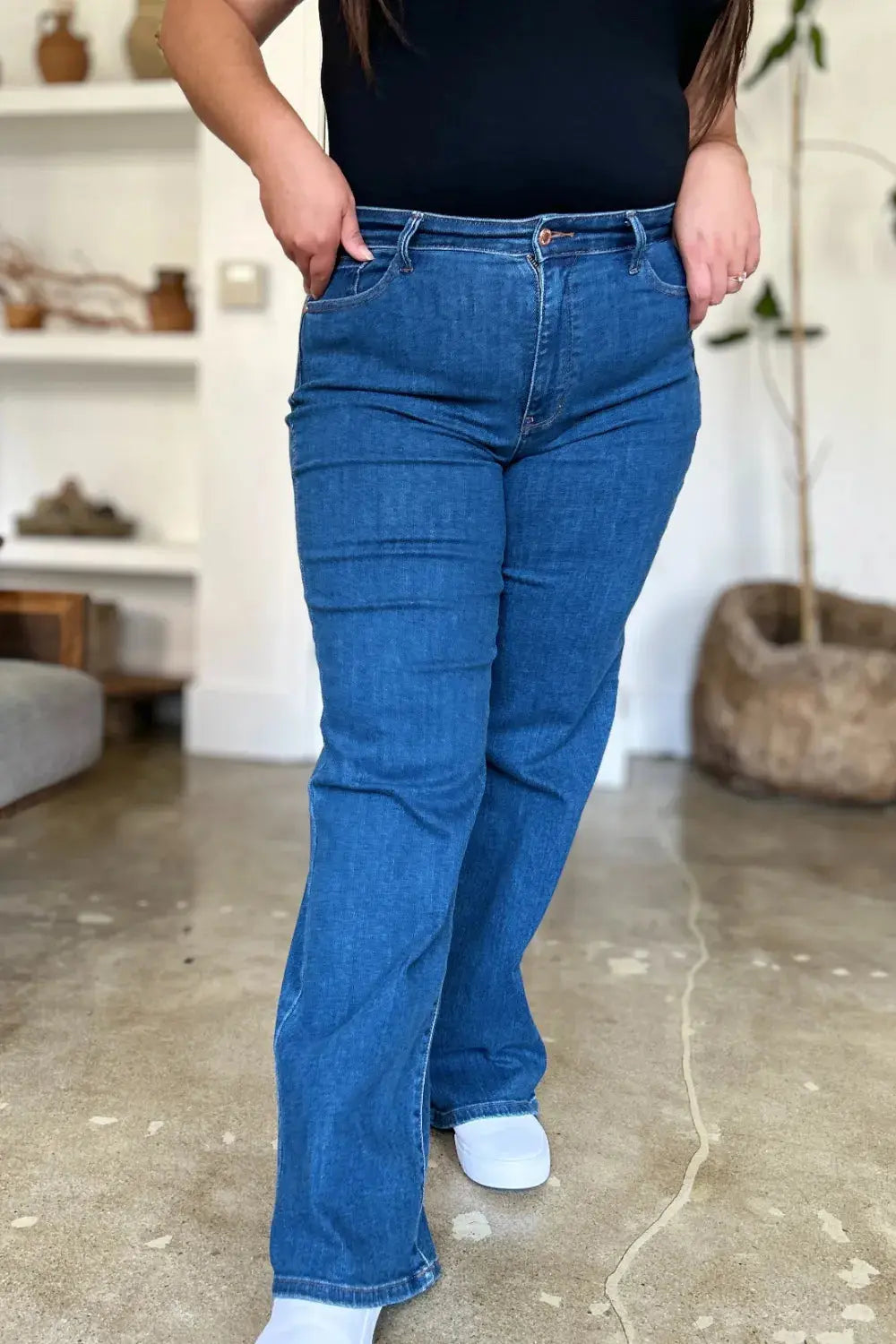 Full Size High Rise Straight Leg Judy Blue Jeans - Be Bliss Boutique