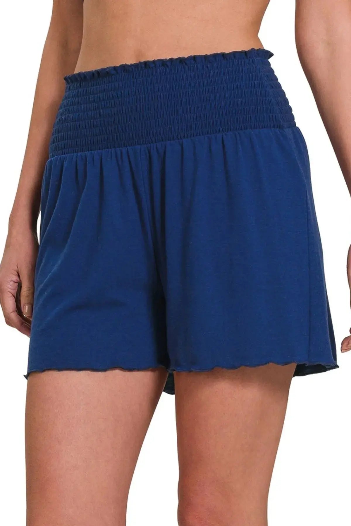 Zenana Elastic Waist Smocked Shorts - Be Bliss Boutique