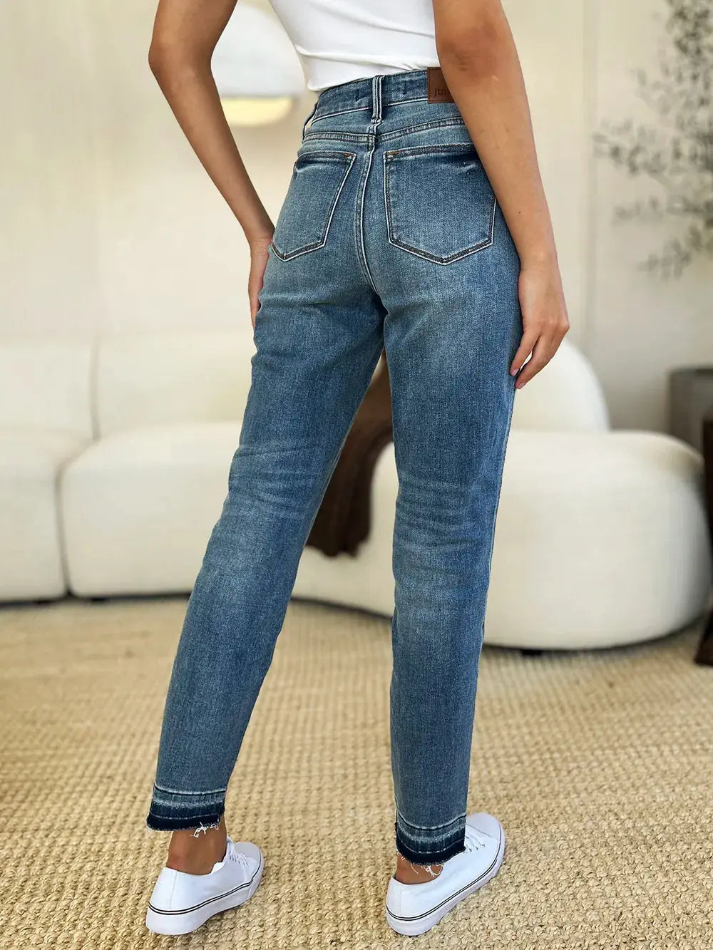 Full/Plus Size Mid Rise Rigid Magic Release Hem Judy Blue Jeans - Be Bliss Boutique