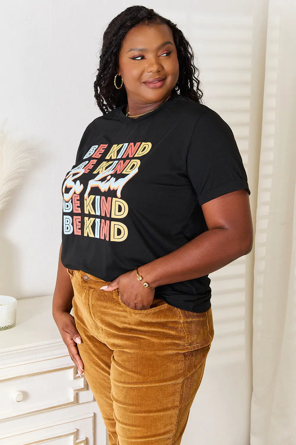 Simply Love BE KIND Round Neck Womens Graphic T Shirt - Be Bliss Boutique