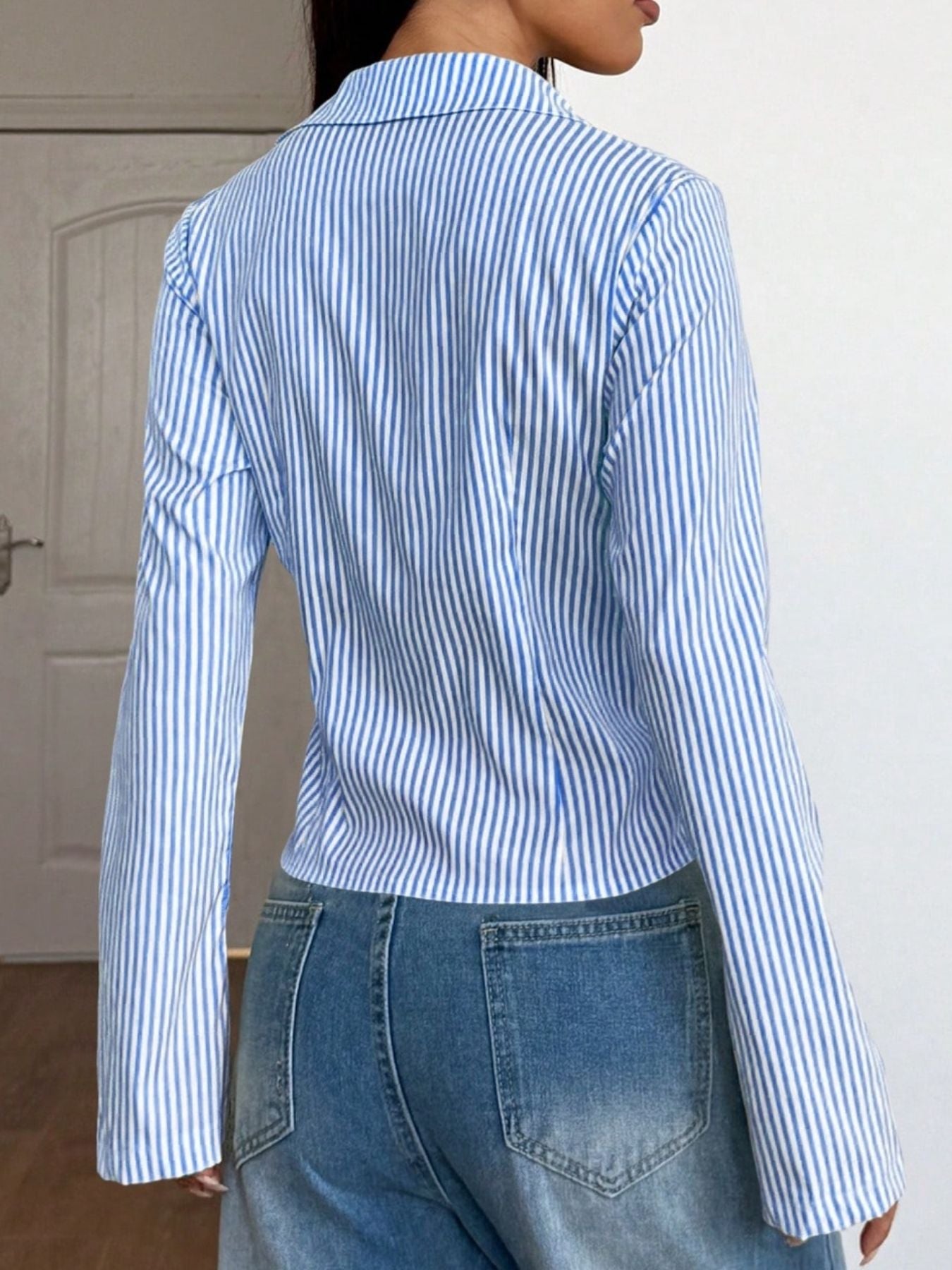 Striped Button Down Slim Fit Shirt - Be Bliss Boutique