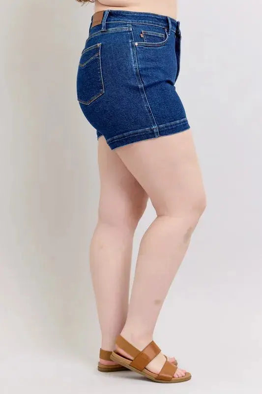 Judy Blue Jeans - Plus Size High Waist Tummy Control Denim Shorts - Be Bliss Boutique
