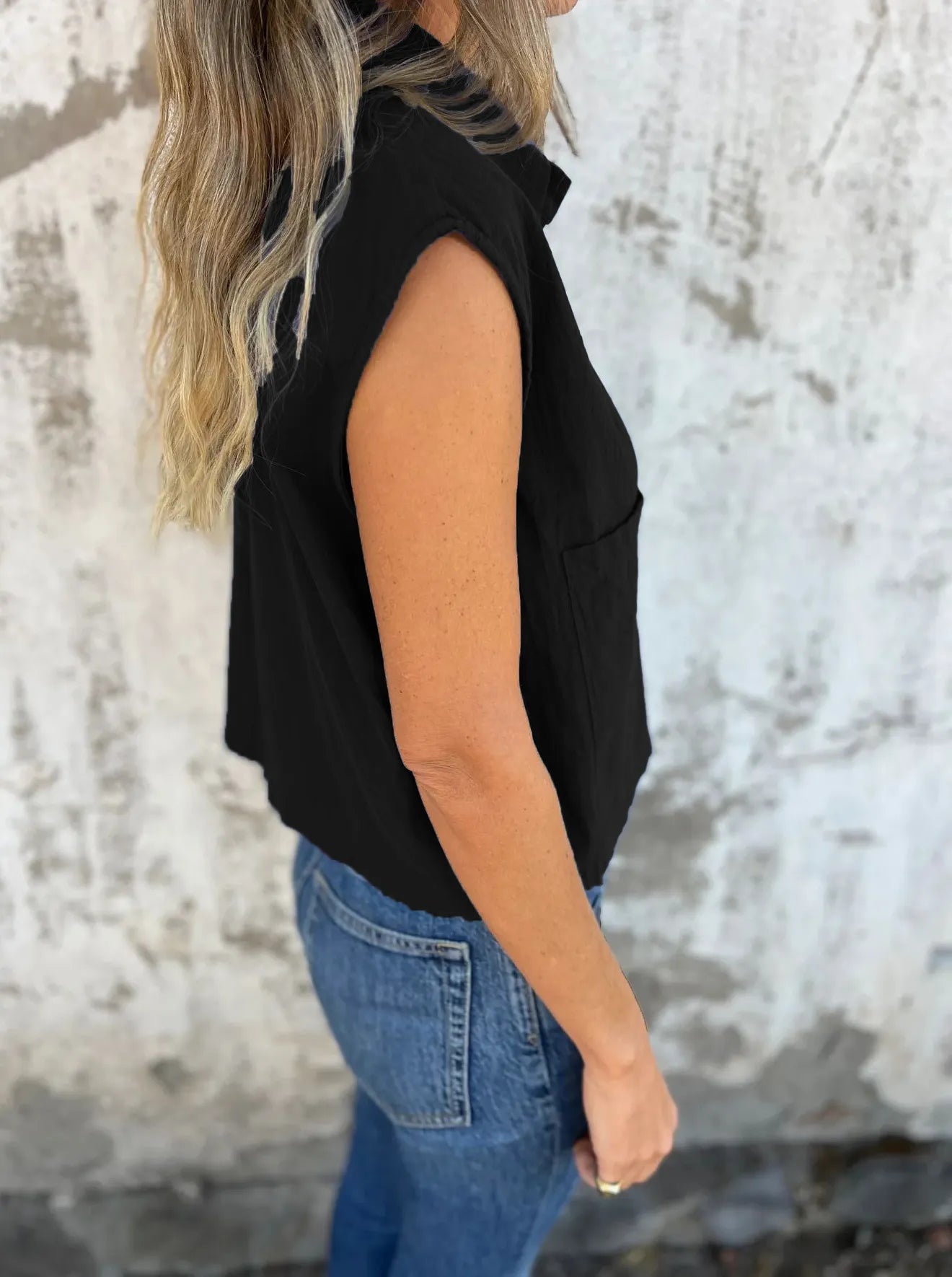 Full Size Button Down Cap Sleeve Linen Shirt Plus Size - Be Bliss Boutique