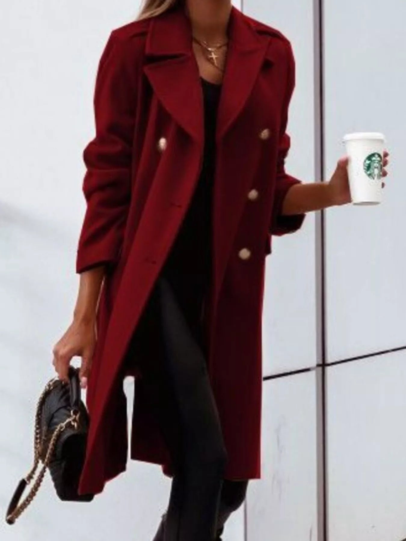 Double-Breasted Long Sleeve Coat - Be Bliss Boutique