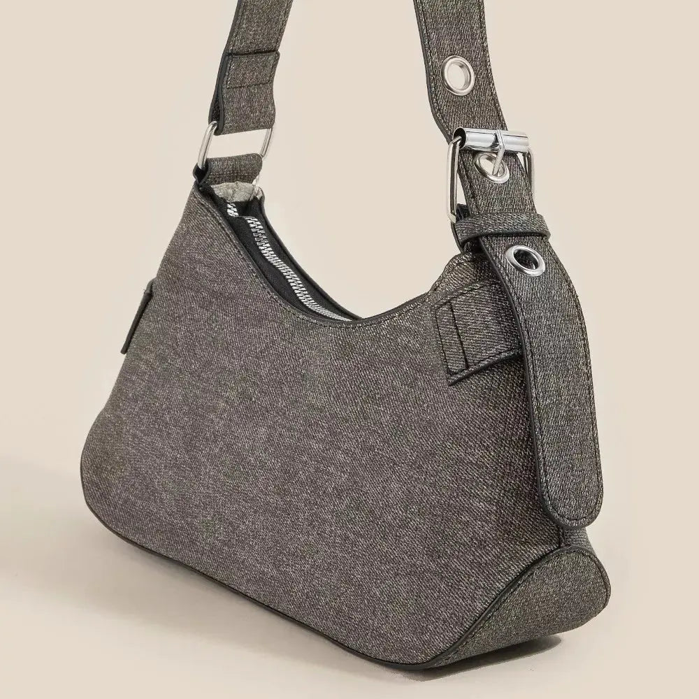 Fame Denim Belt Accent Shoulder Bag - Be Bliss Boutique