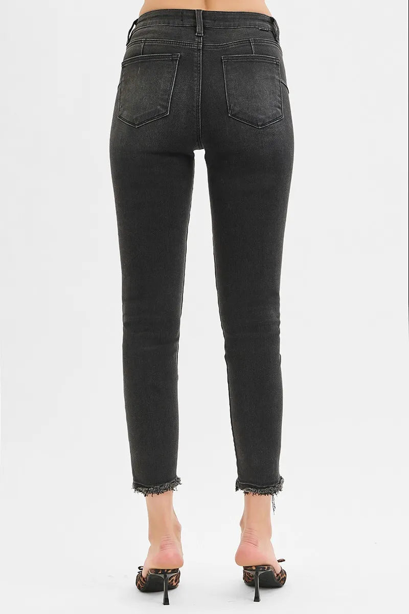 RISEN Jeans - Full Size Tummy Control Mid Rise Crop Skinny Jeans - Be Bliss Boutique