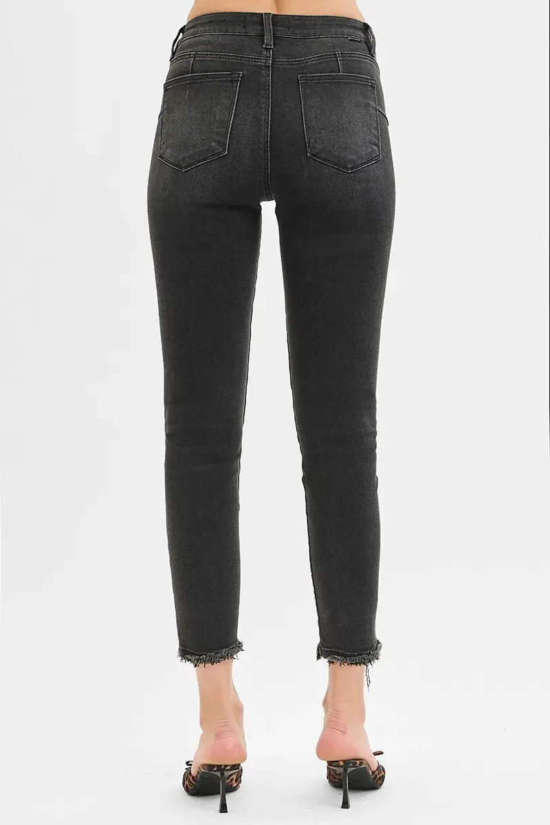 RISEN Jeans - Full Size Tummy Control Mid Rise Crop Skinny Jeans - Be Bliss Boutique
