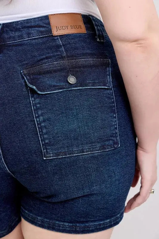 Judy Blue Jeans - Plus Size High Waist Back Flap Pocket Denim Shorts - Be Bliss Boutique