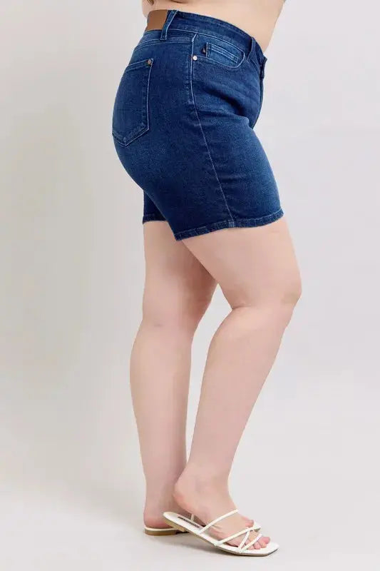 Judy Blue Full Size/Plus Size High Waist V-Front Bermuda Shorts - Be Bliss Boutique