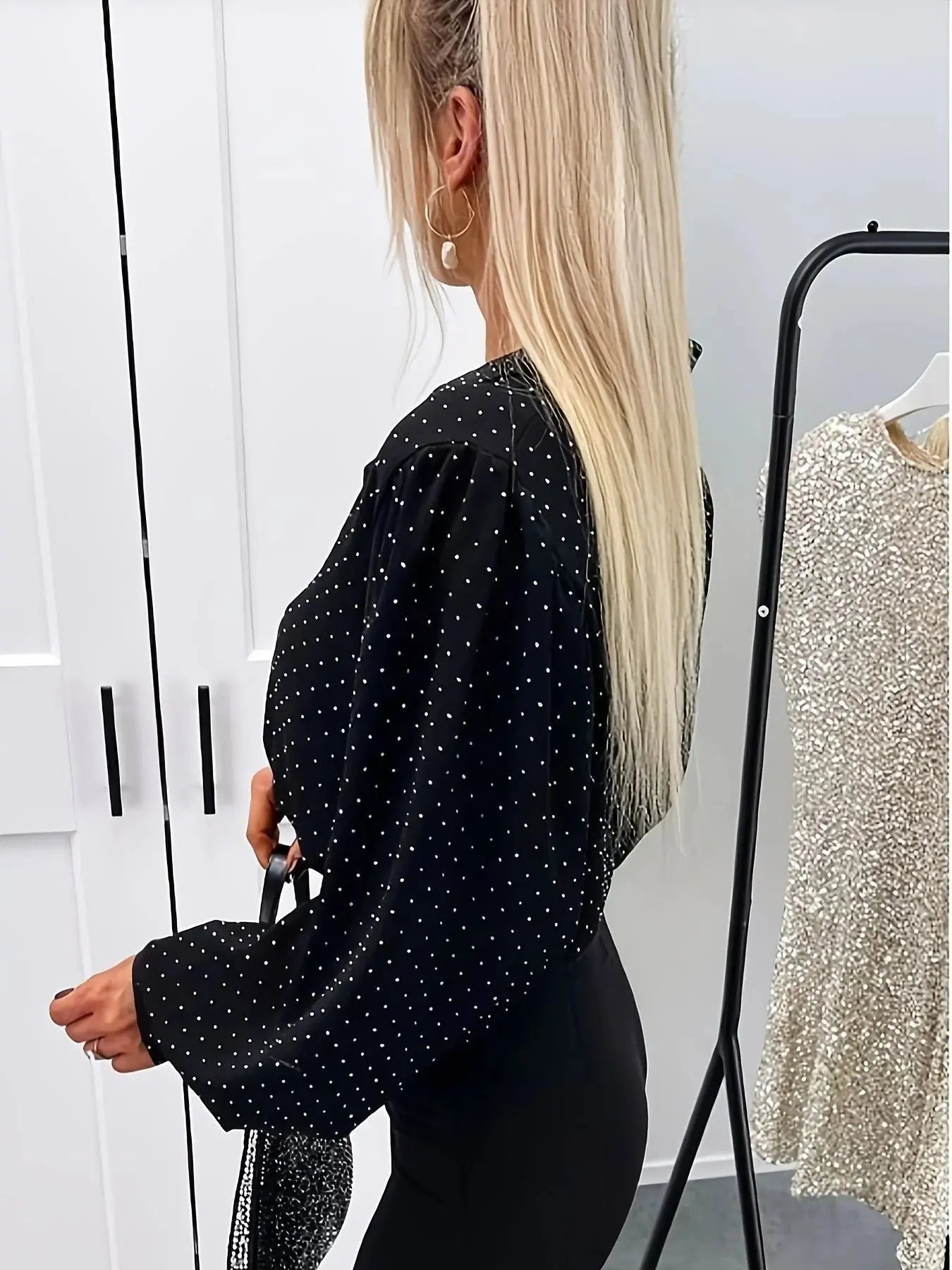 Polka Dot Oversized Button Up Shirt - Be Bliss Boutique