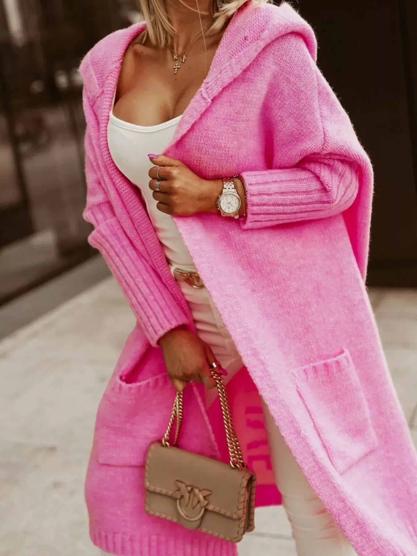 Full Size Hooded Knit Open Front Cardigan - Be Bliss Boutique