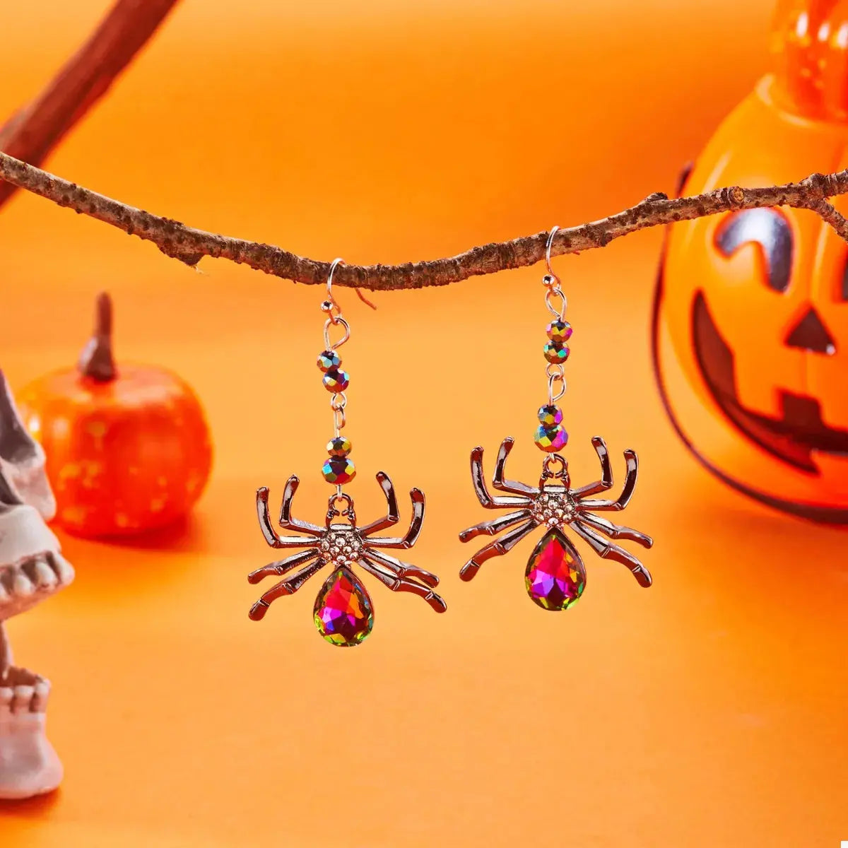 Crystal Spider Halloween Dangle Earrings - Be Bliss Boutique