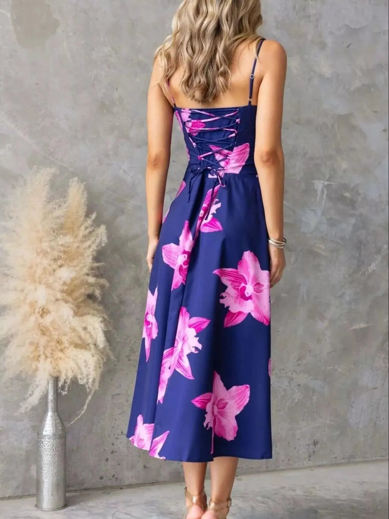 Floral Print Midi Cami Dress - Be Bliss Boutique