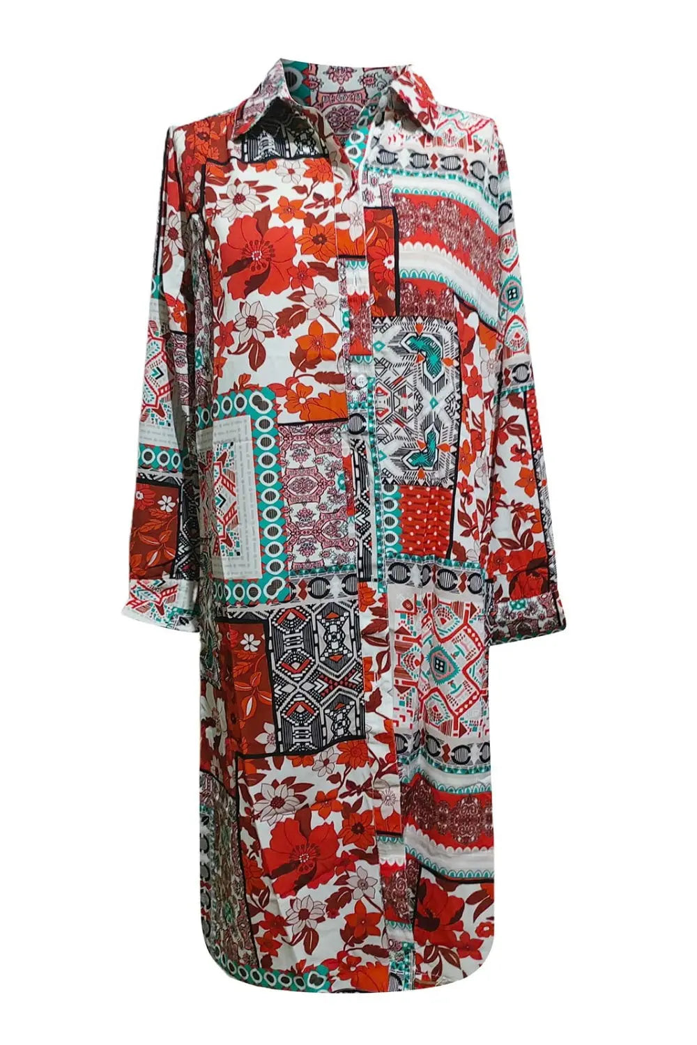 Printed Button Up Long Sleeve Cardigan - Be Bliss Boutique