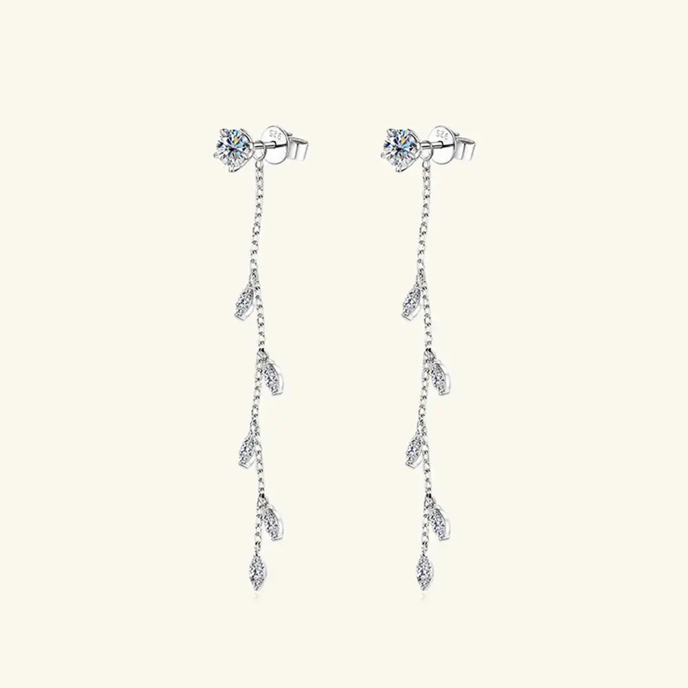 1.38 Carat Leaf Moissanite Drop Earrings in 925 Sterling Silver - Be Bliss Boutique