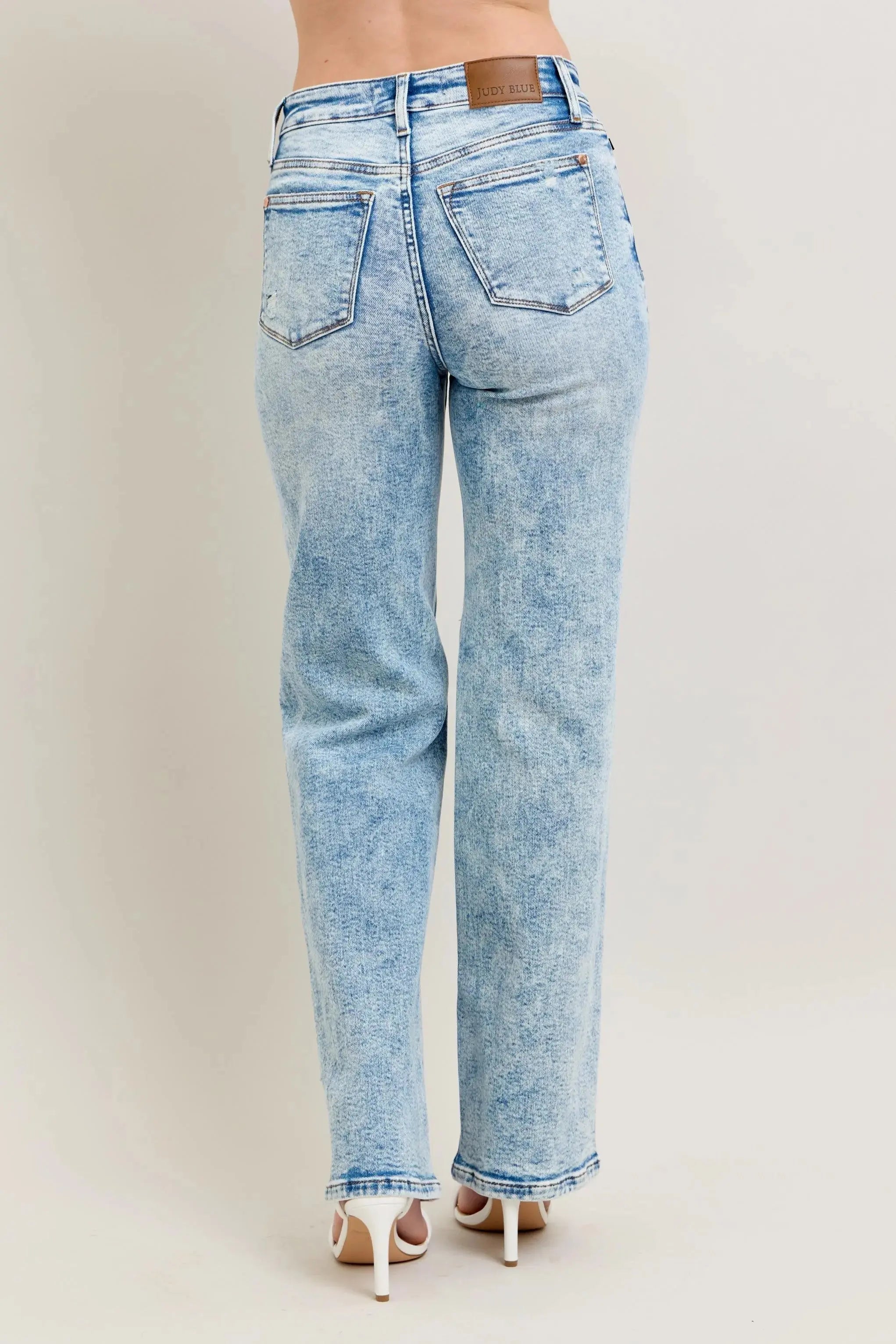Full Size High Waist Mineral Wash Destroy 90's Straight Leg Judy Blue Jeans - Be Bliss Boutique