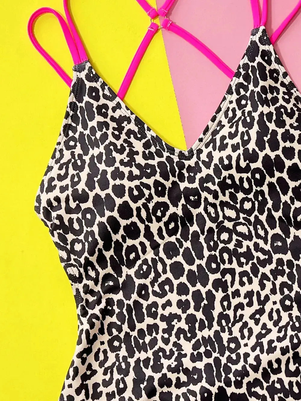 Leopard Print Plunge V-Neck One Piece Swimsuit - Be Bliss Boutique