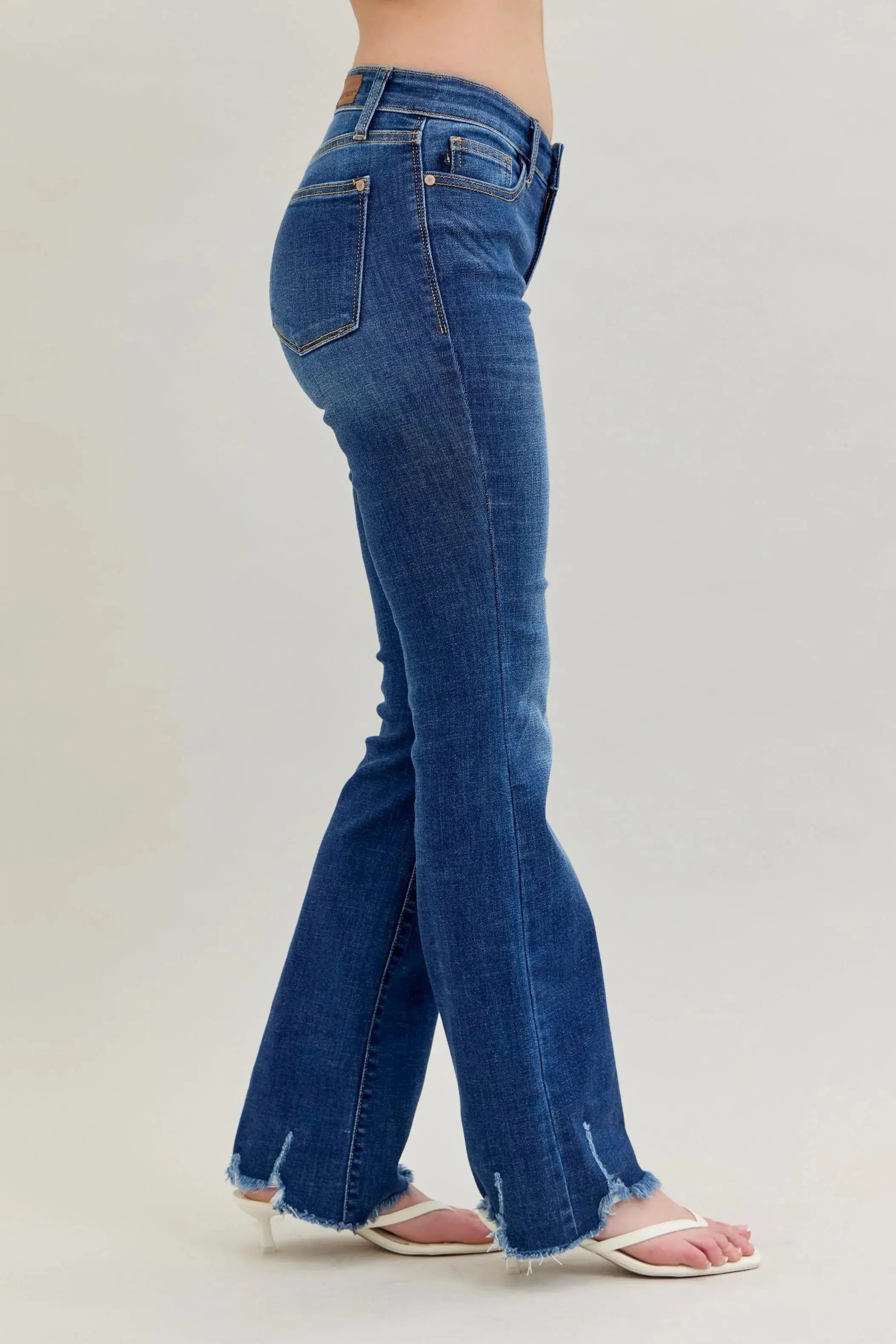 Full Size Mid-rise Non-distressed Hem Bootcut Judy Blue Jeans - Be Bliss Boutique