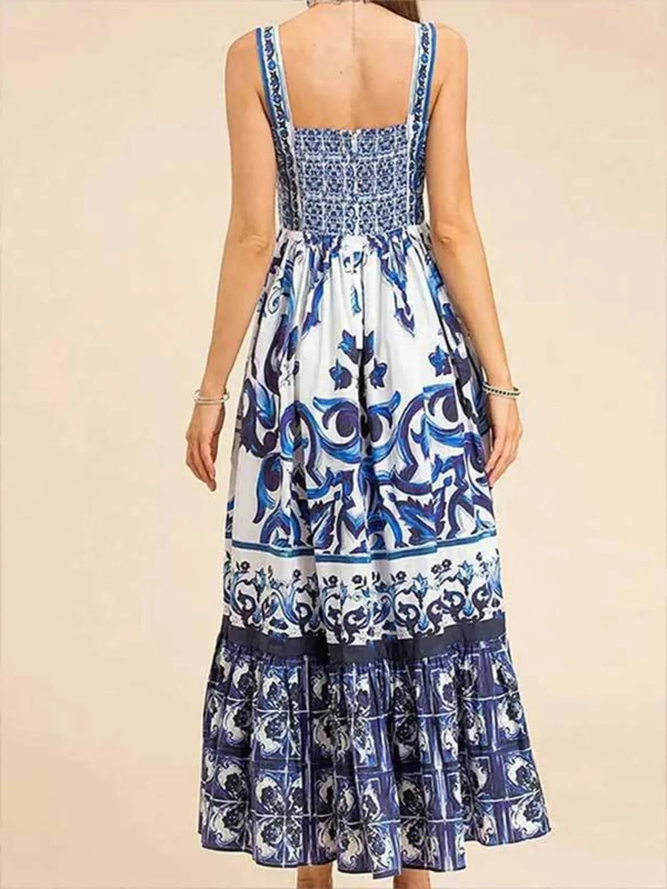 Full Size Boho Printed Sweetheart Neck Maxi Cami Dress - Be Bliss Boutique
