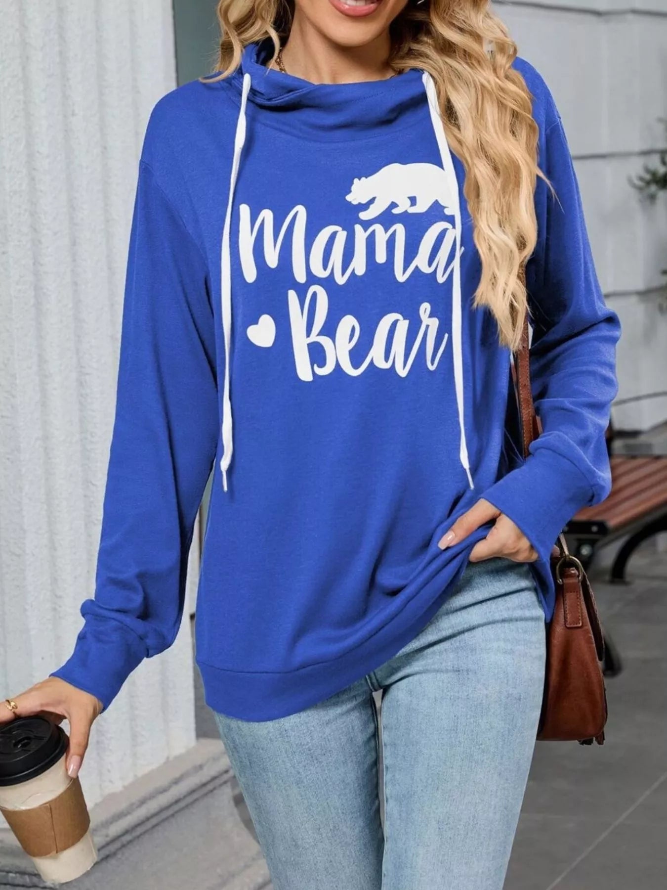 Mama Bear Drawstring Womens Long Sleeve Hoodie - Be Bliss Boutique