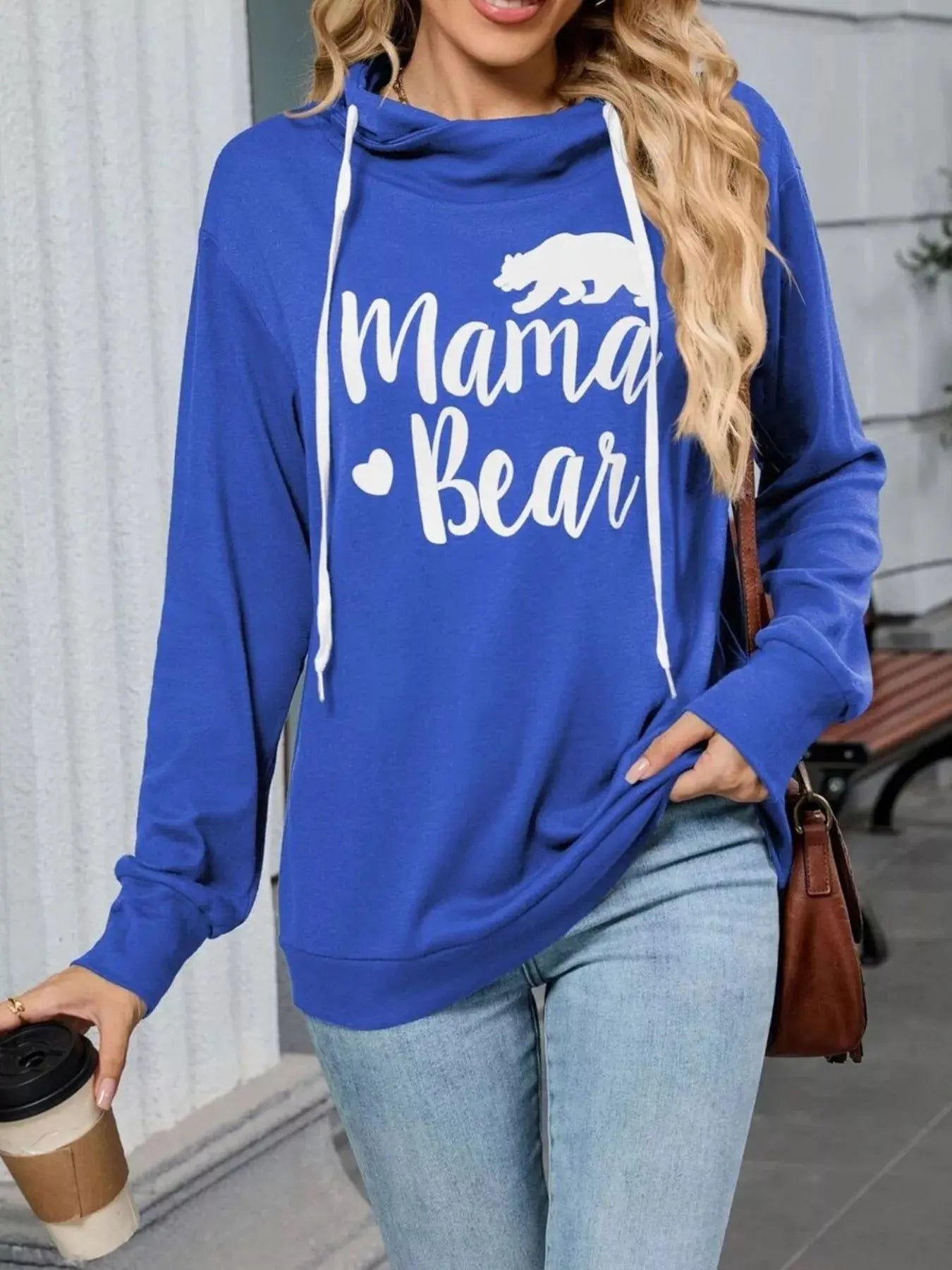 Mama Bear Drawstring Womens Long Sleeve Hoodie - Be Bliss Boutique
