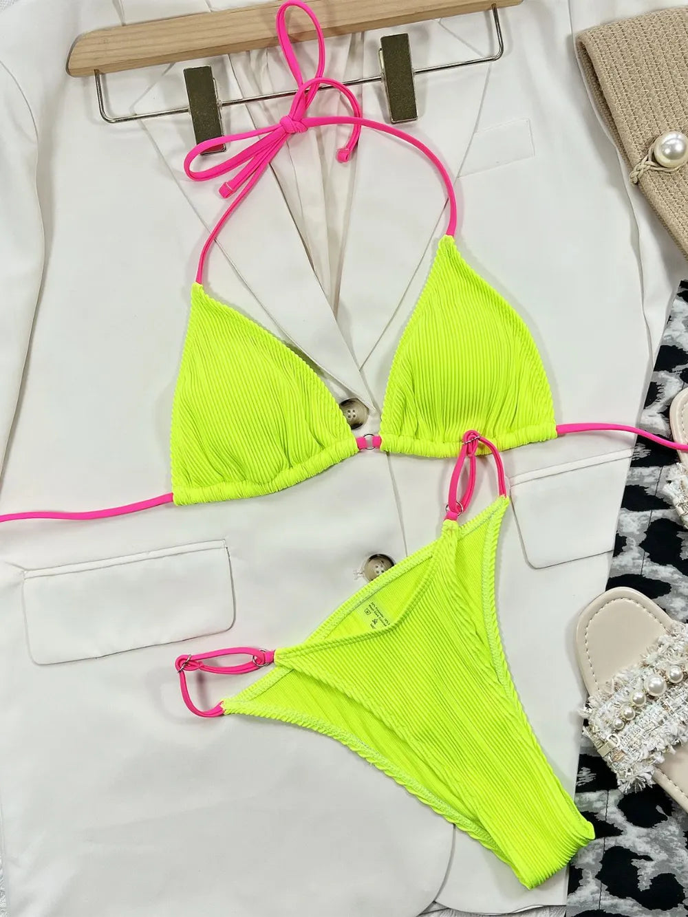 Ribbed Tie Back Bikini Set - Be Bliss Boutique