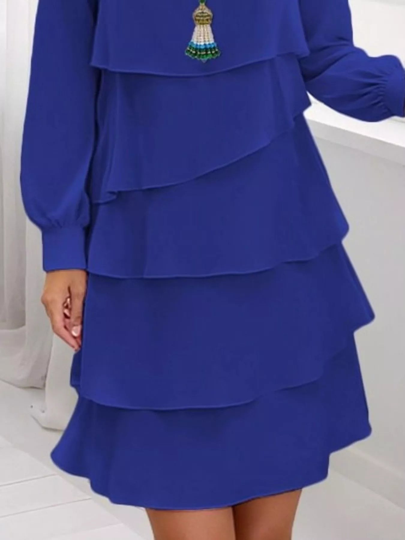 Full Size Layered Long Sleeve Mini Dress Plus Size - Be Bliss Boutique