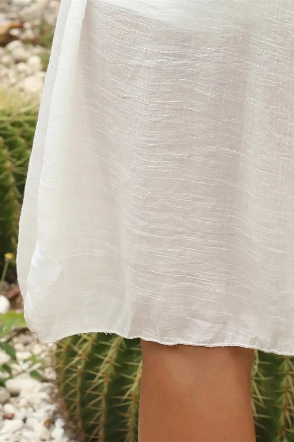 Crochet Geometric V-Neck Spaghetti Strap Cover Up Dress - Be Bliss Boutique