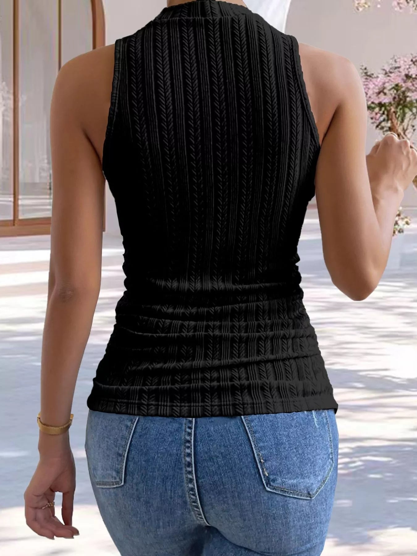 Texture Knit Mock Neck Tank - Be Bliss Boutique