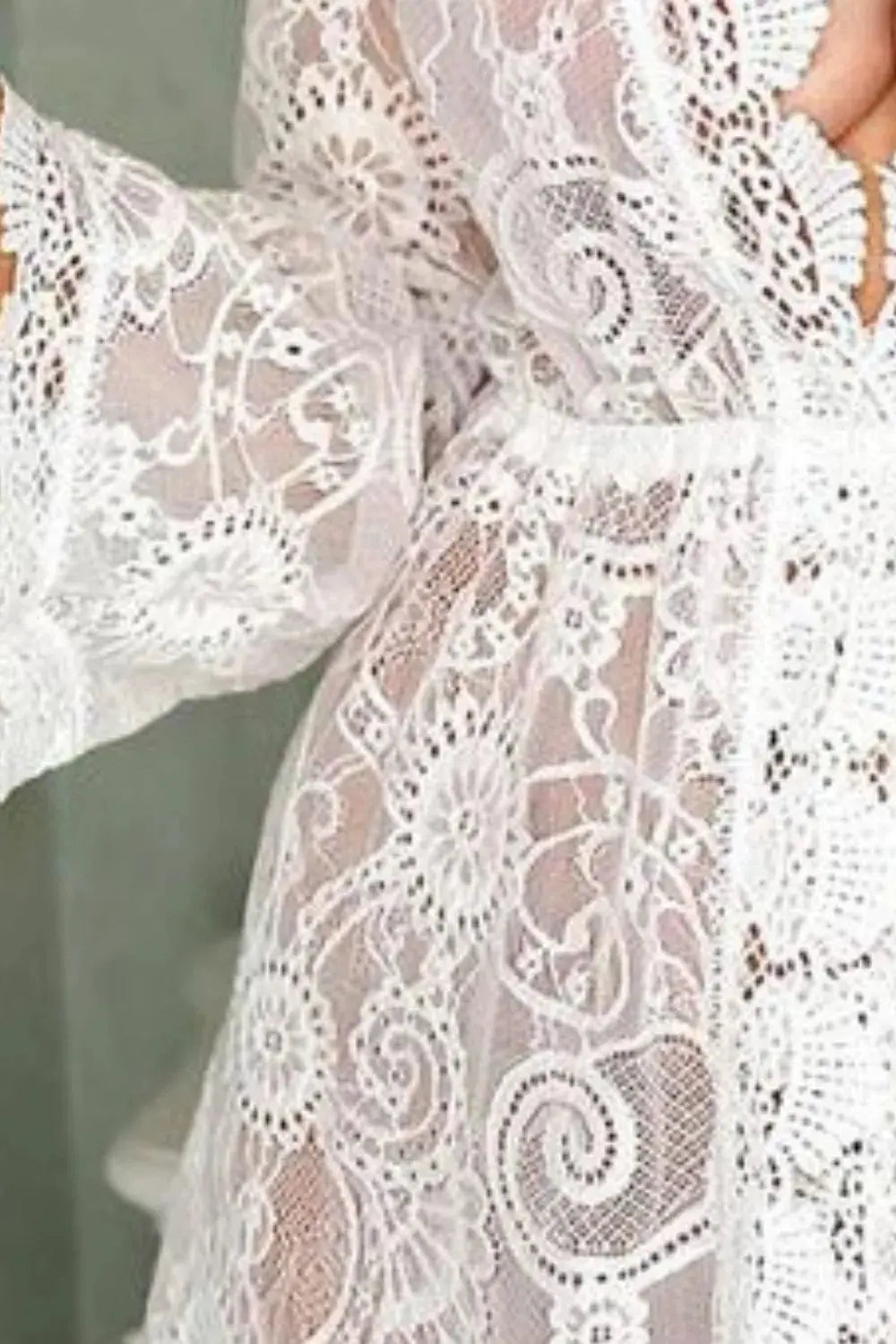 V-Neck Sheer White Lace Beach Cover Up Dress - Be Bliss Boutique