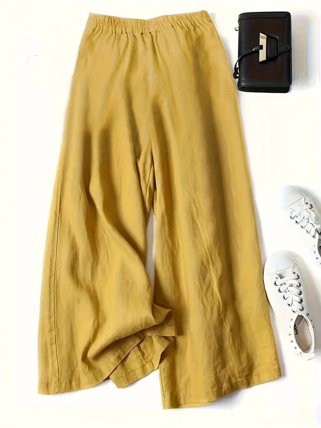 Full Size Half Elastic Waist Wide Leg Pants - Be Bliss Boutique
