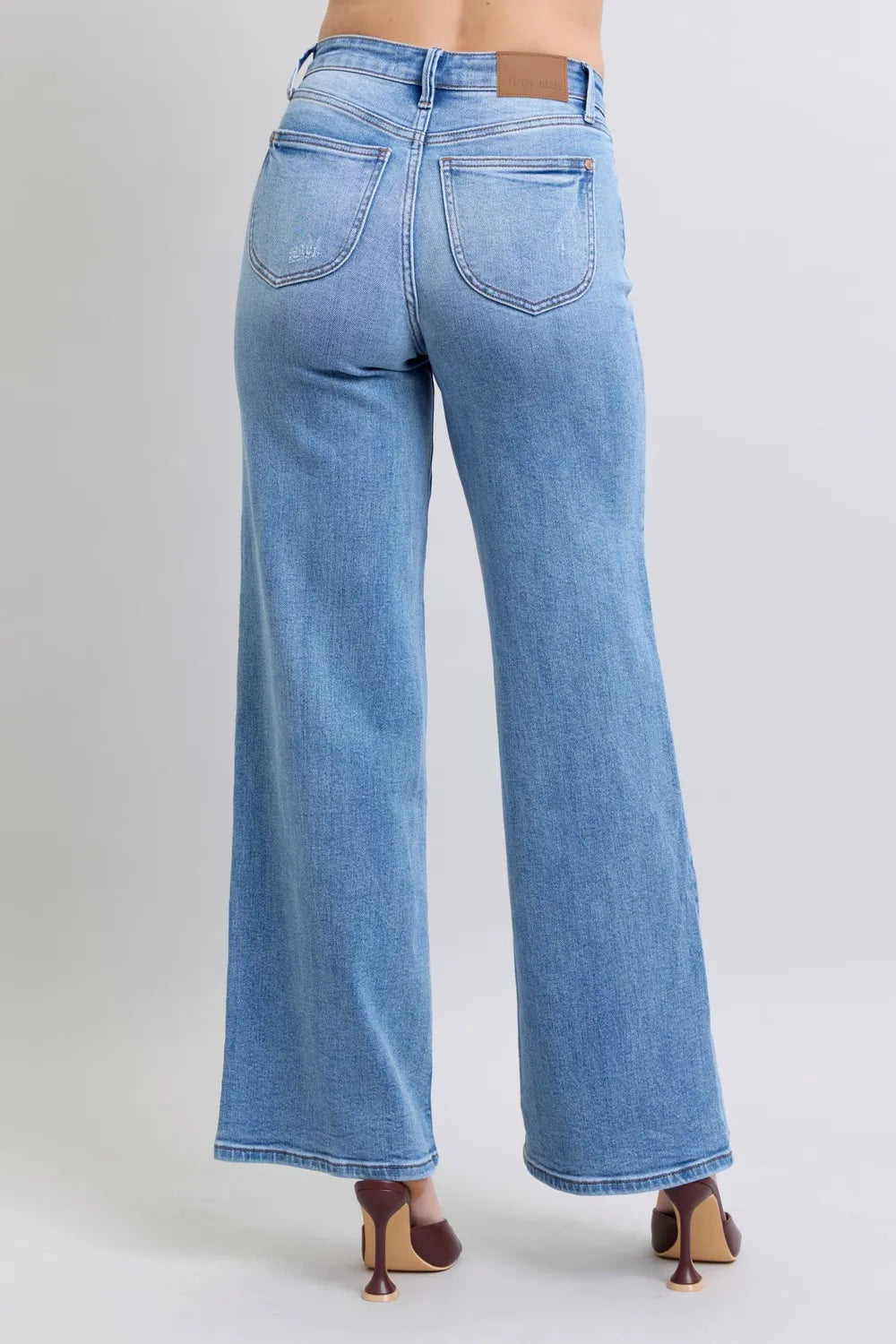 Full Size High Waist Wide Leg Judy Blue Jeans with Functional Pockets - Be Bliss Boutique