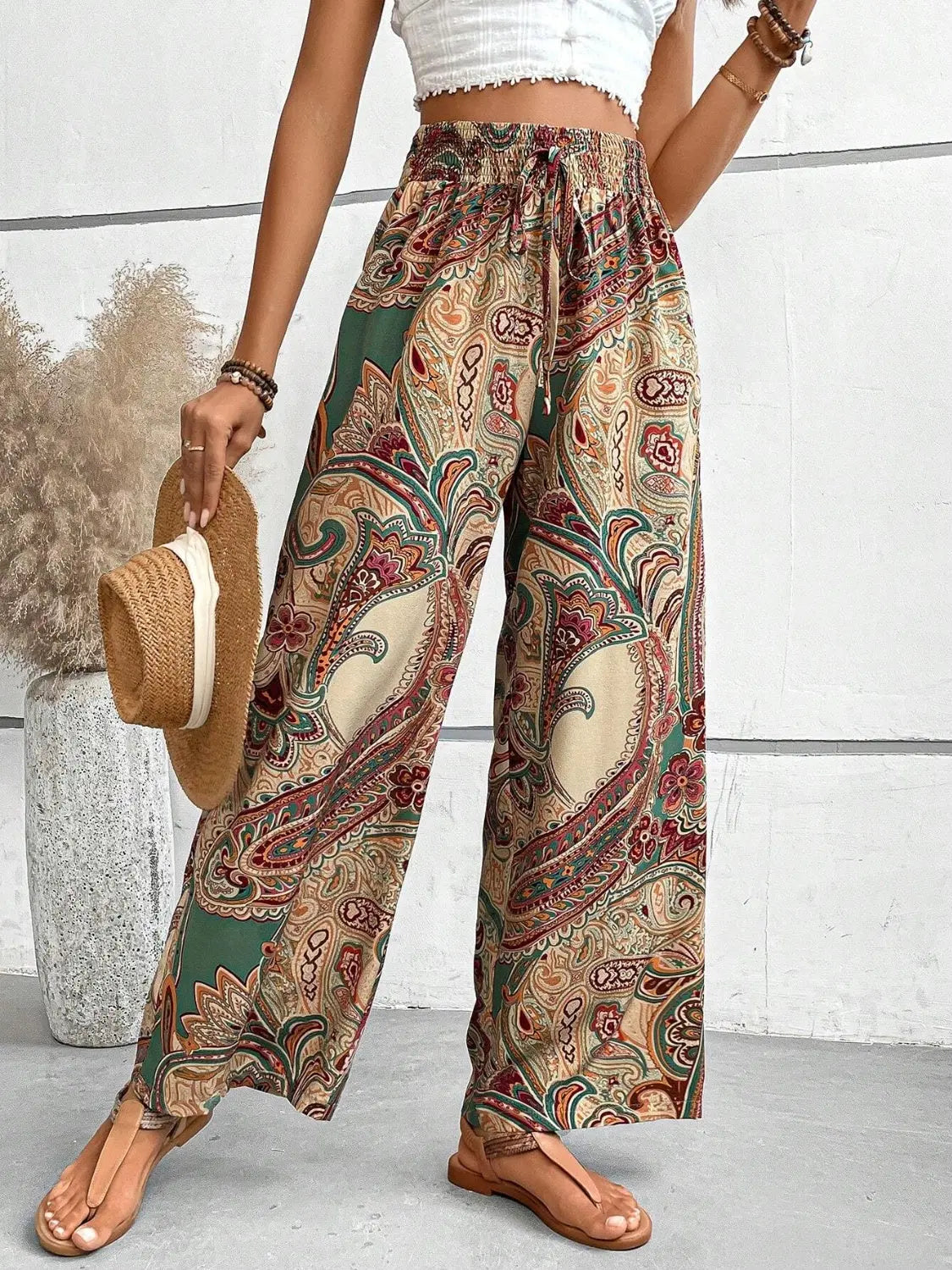Printed Wide Leg Pants - Be Bliss Boutique