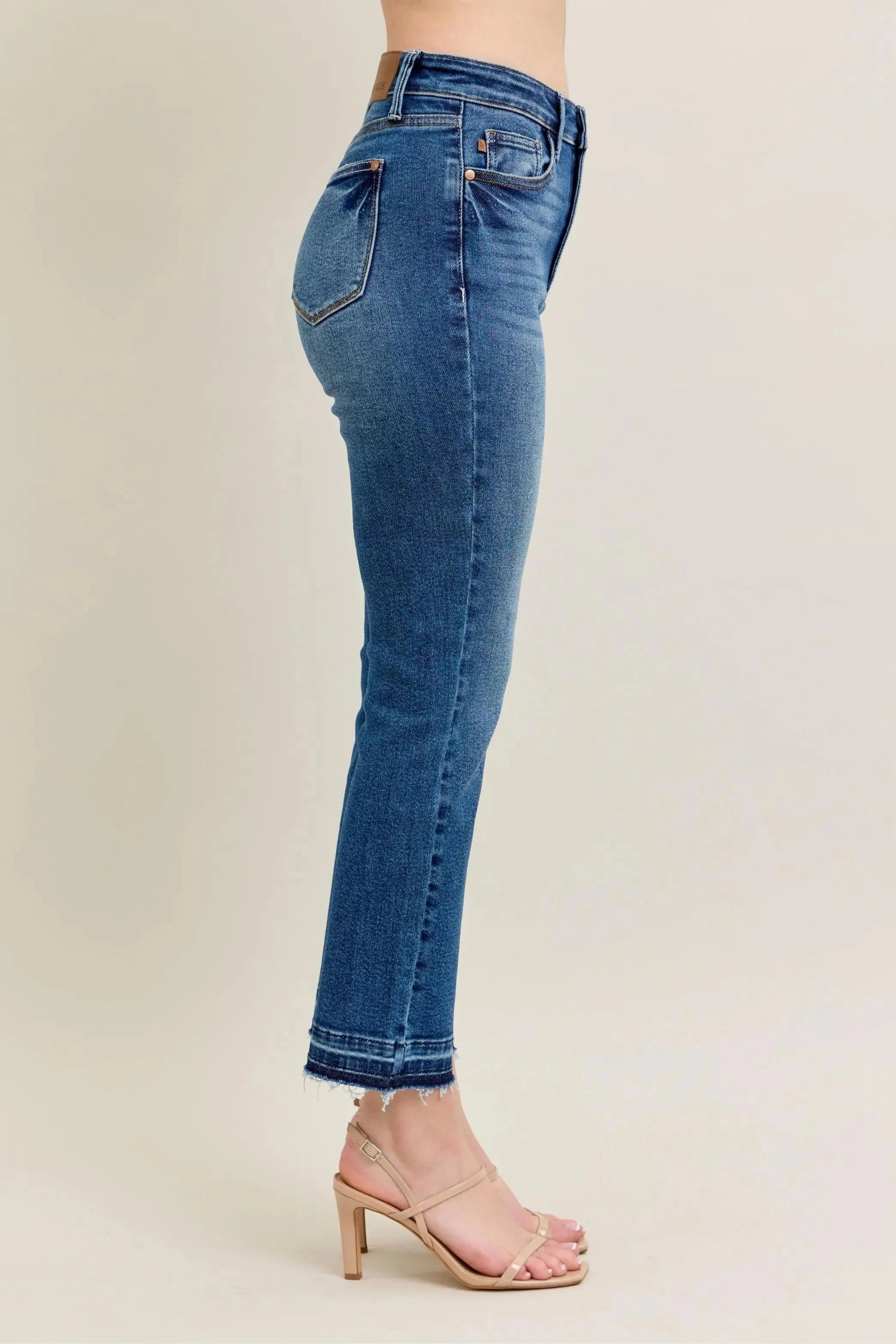 Full Size High Waist Vintage Wash Release Hem Kick Flare Judy Blue Jeans - Be Bliss Boutique