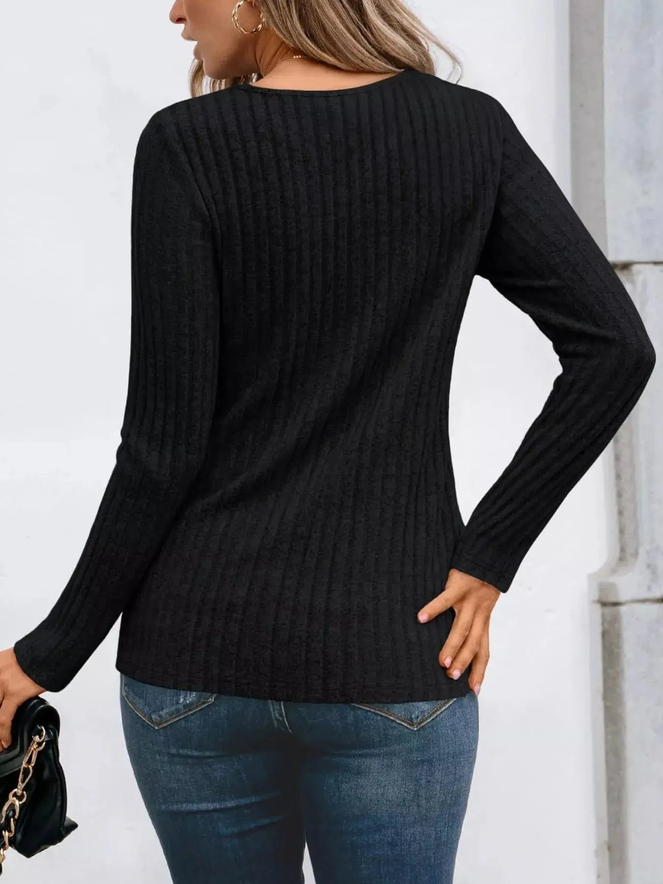 Ribbed Long Sleeve T Shirt - Be Bliss Boutique