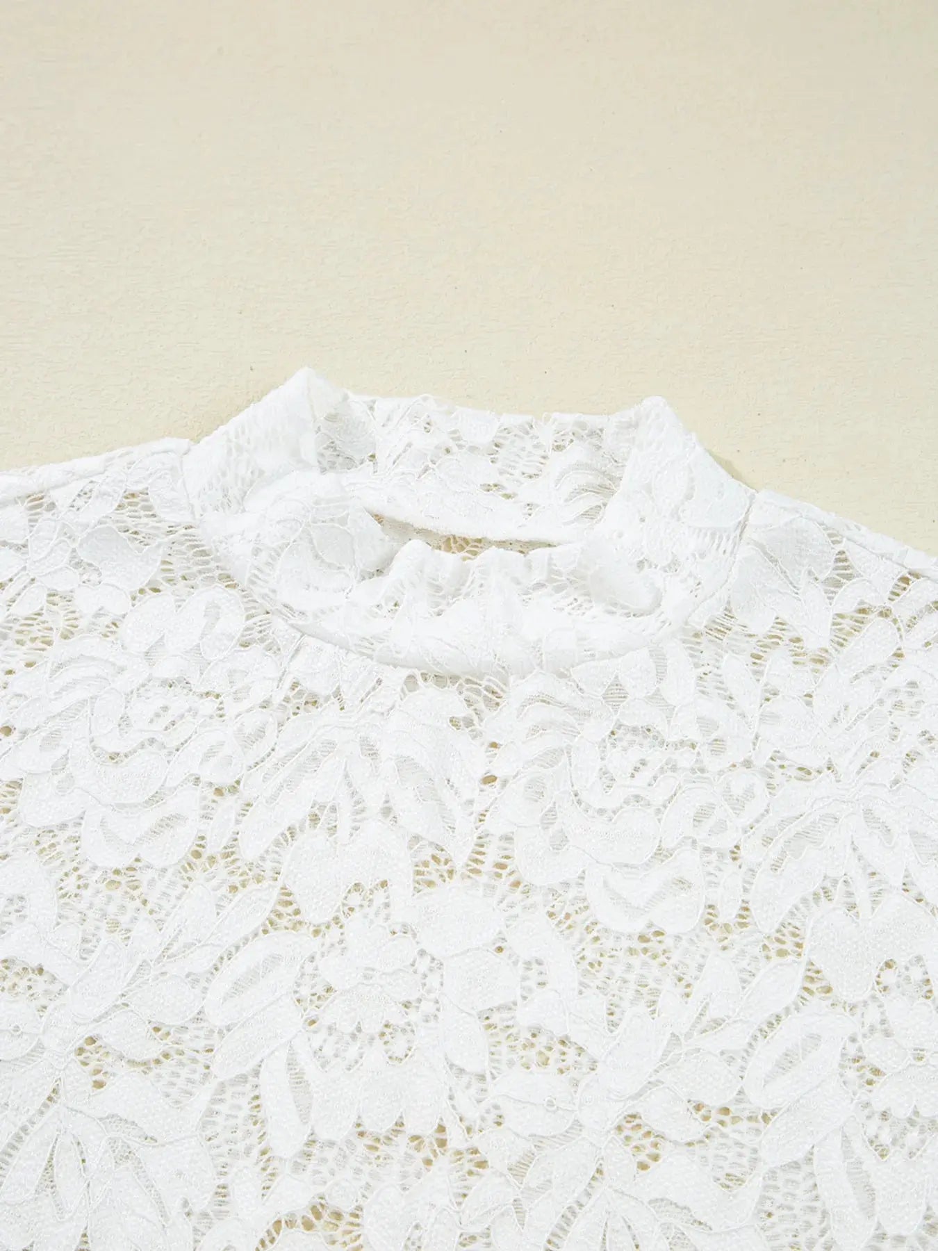 Lace Crochet Bell Sleeve Mock Neck Blouse - Be Bliss Boutique