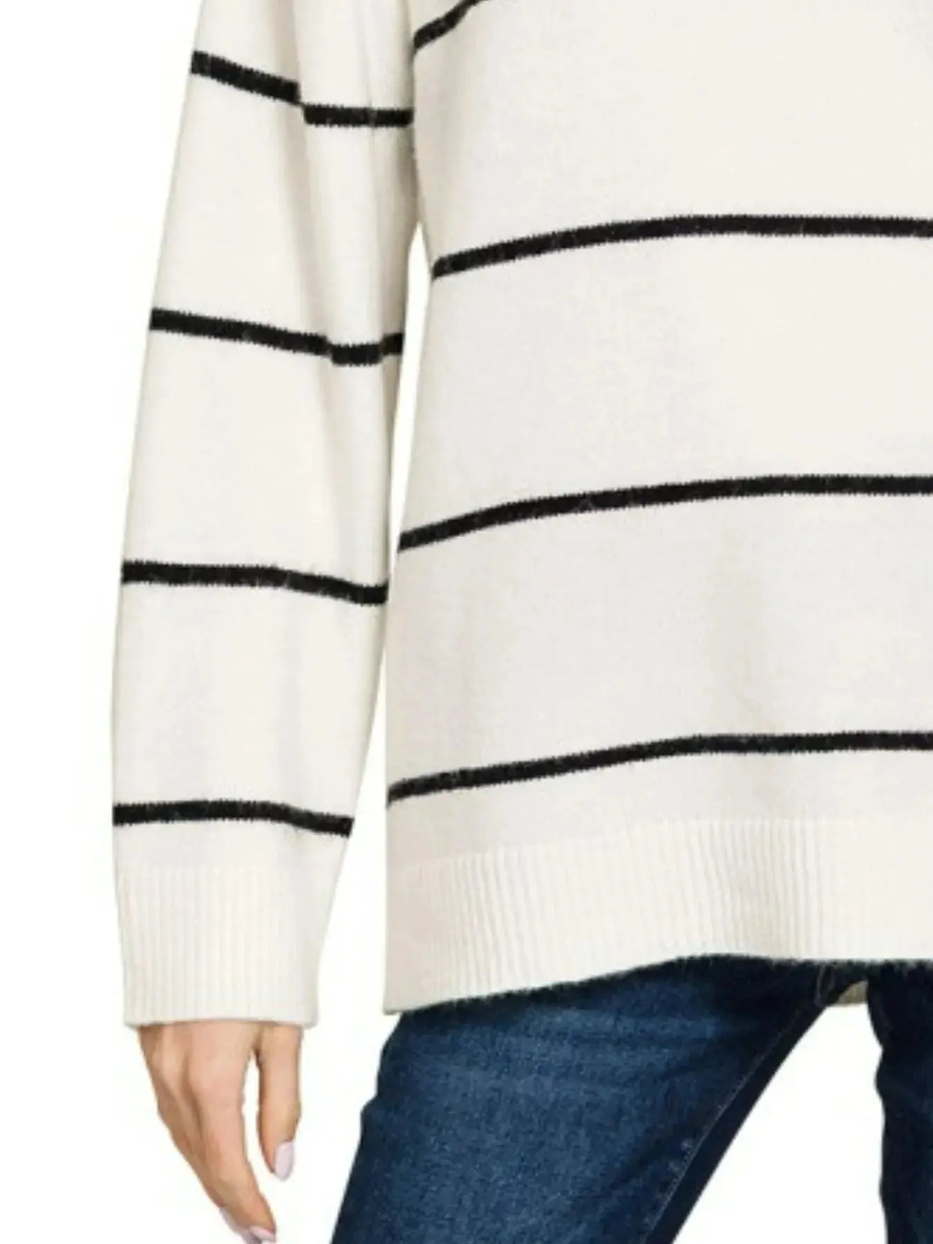 Zenana Striped Round Neck Sweater - Be Bliss Boutique
