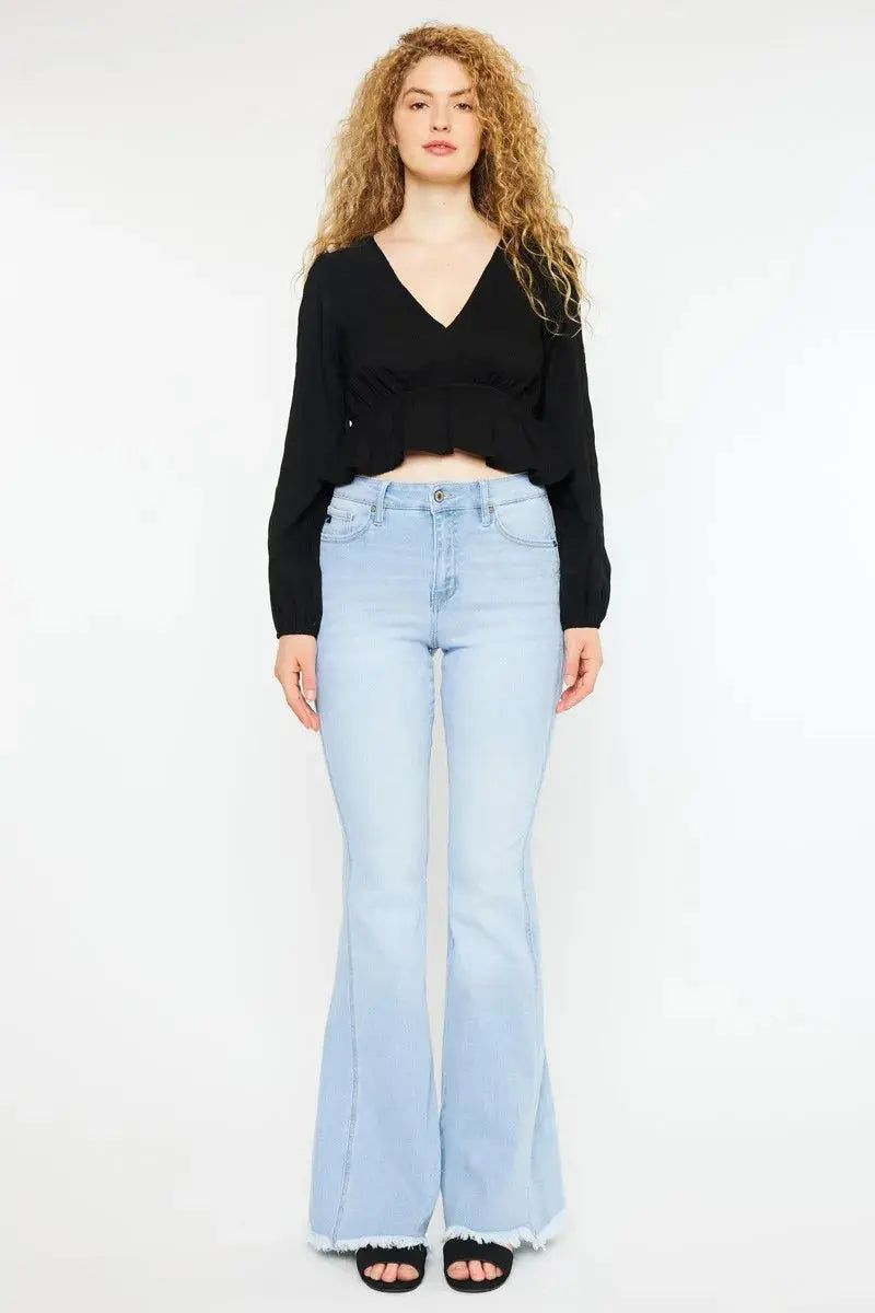Curvy Kancan High Rise Flare Jeans - Light Wash - Be Bliss Boutique