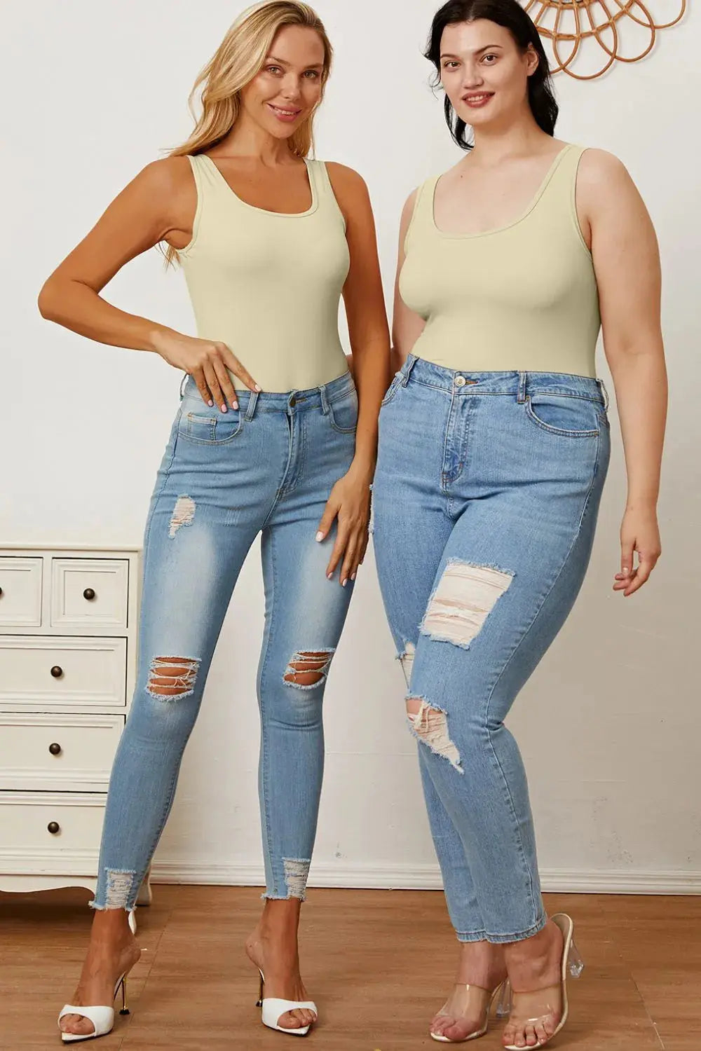 Basic Bae Full Size Square Neck Womens Sleeveless Bodysuit - Be Bliss Boutique