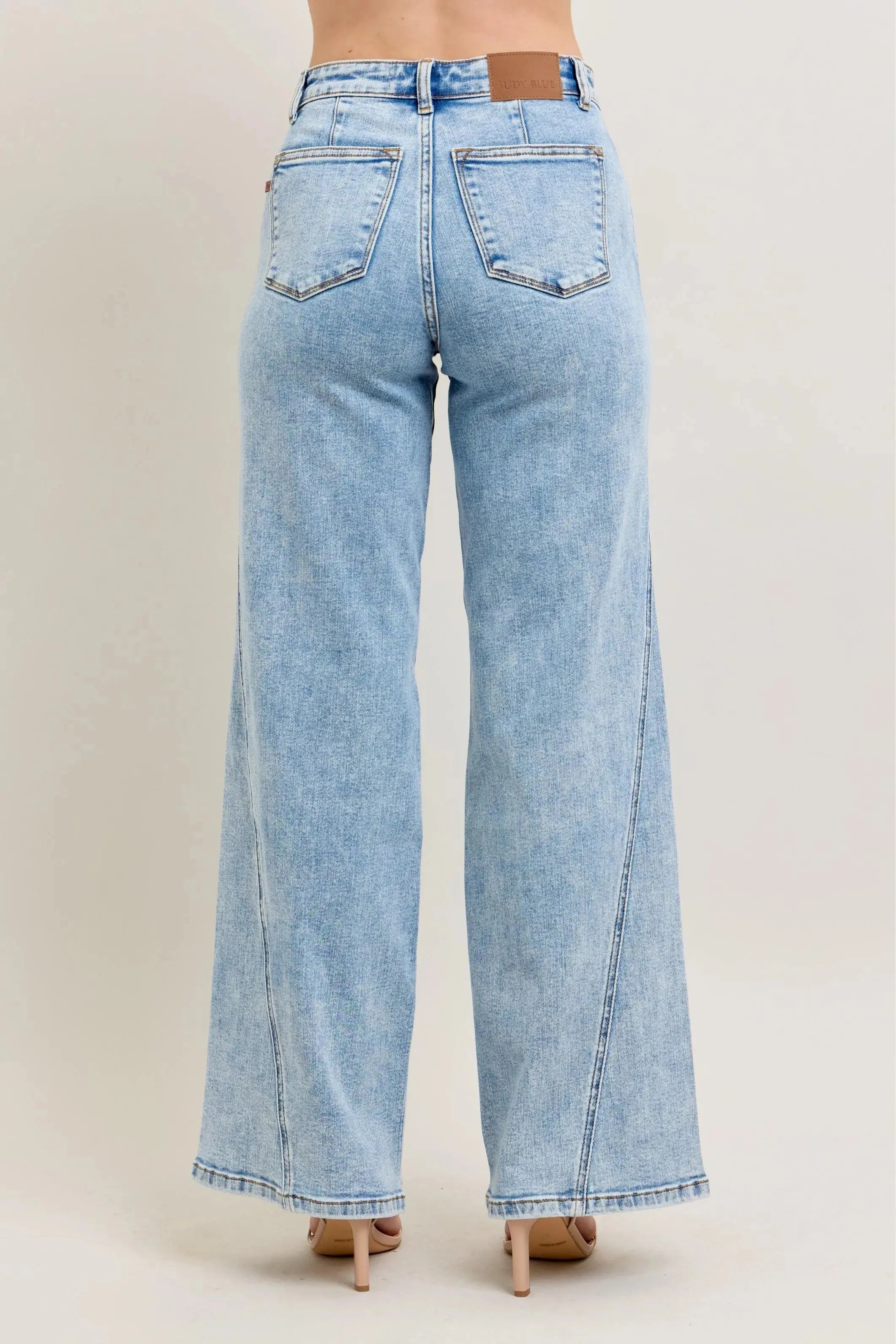 High Waist Skewed Inseam Wide Leg Judy Blue Jeans – Full & Plus Size - Be Bliss Boutique