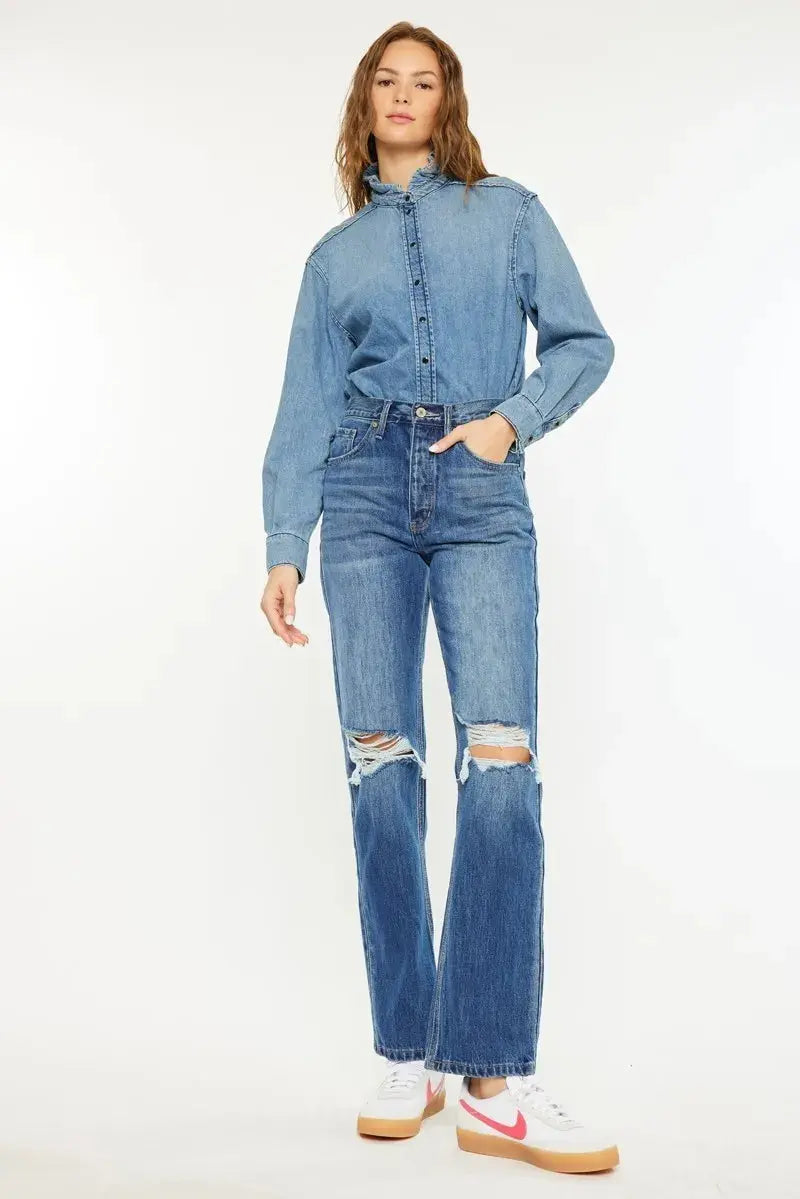 Ultra High Rise 90's Kancan Boyfriend Jeans - Be Bliss Boutique