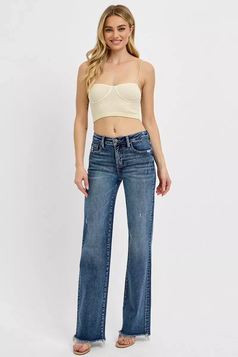 RISEN Full Size Tummy Control High Rise Long Straight Jeans Plus Size -  Be Bliss Boutique