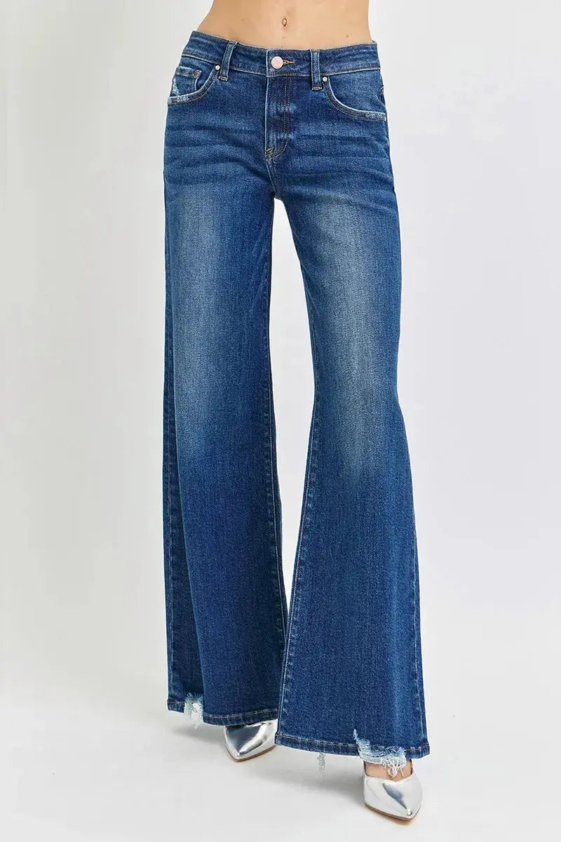 Mid Rise Wide Leg Denim RISEN Jeans in Full & Plus Sizes - Be Bliss Boutique