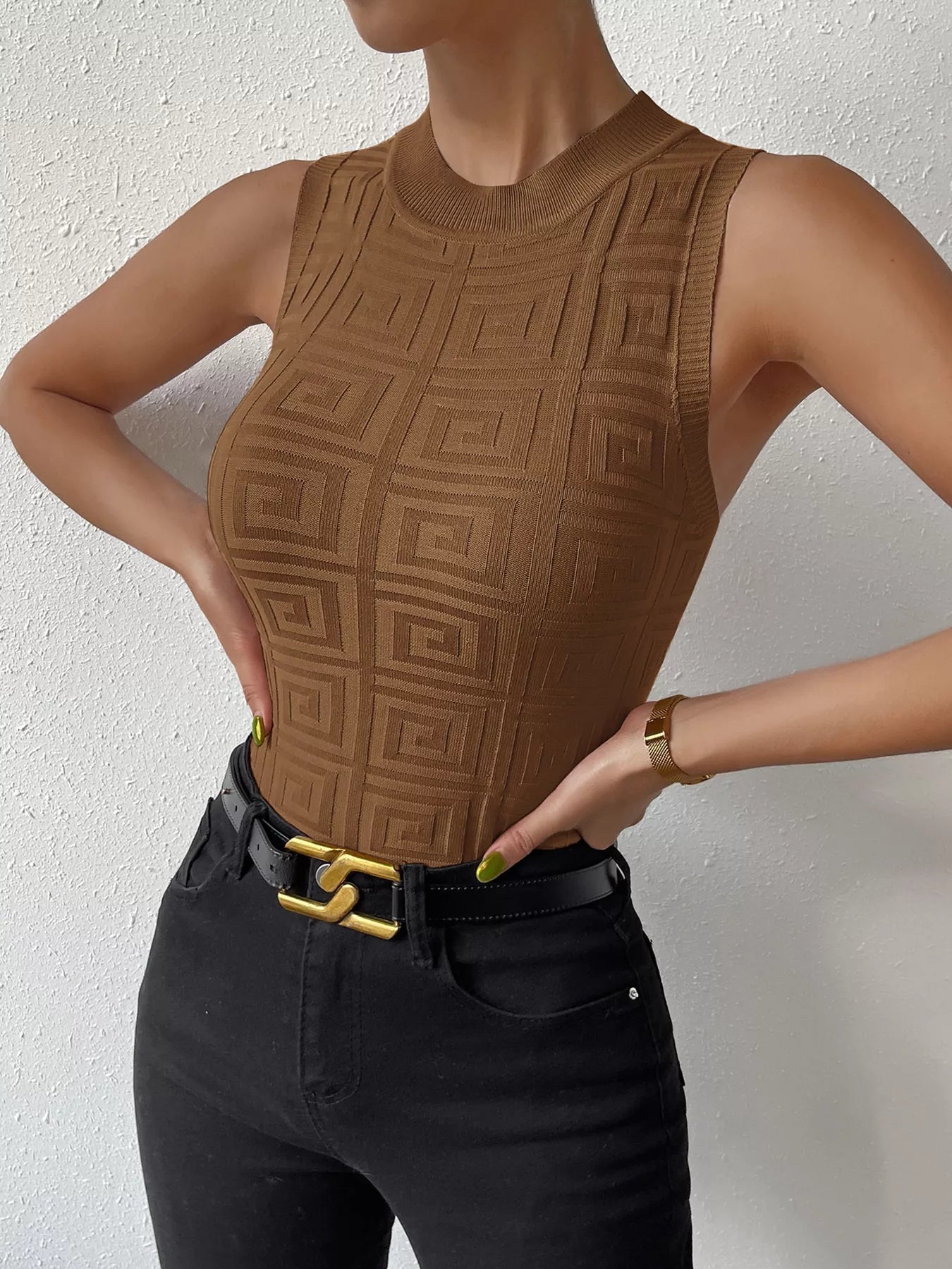 Geometric Pattern Womens Knit Tank Top - Be Bliss Boutique