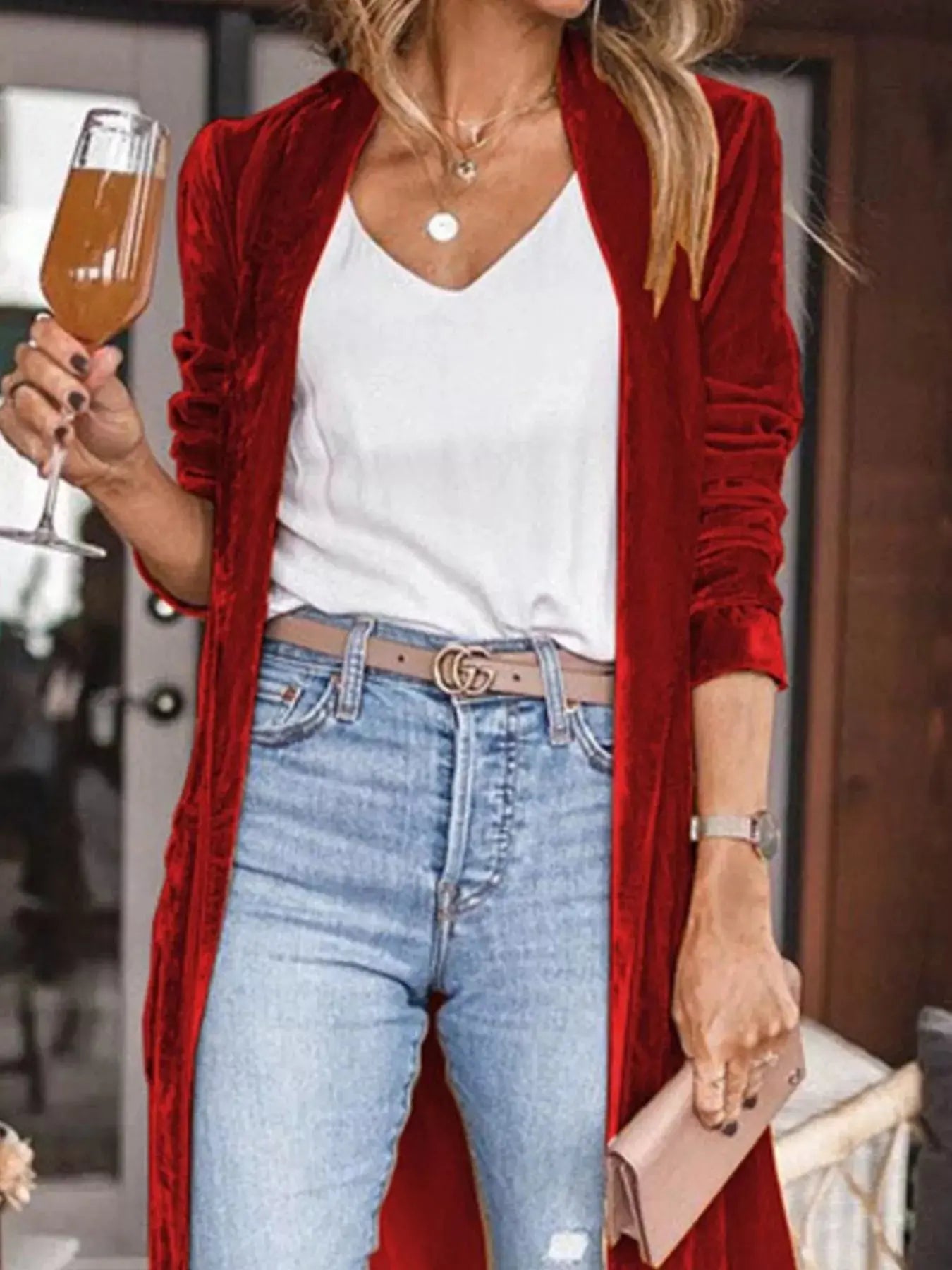 Velvet Luxe Open Front Longline Cardigan - Be Bliss Boutique