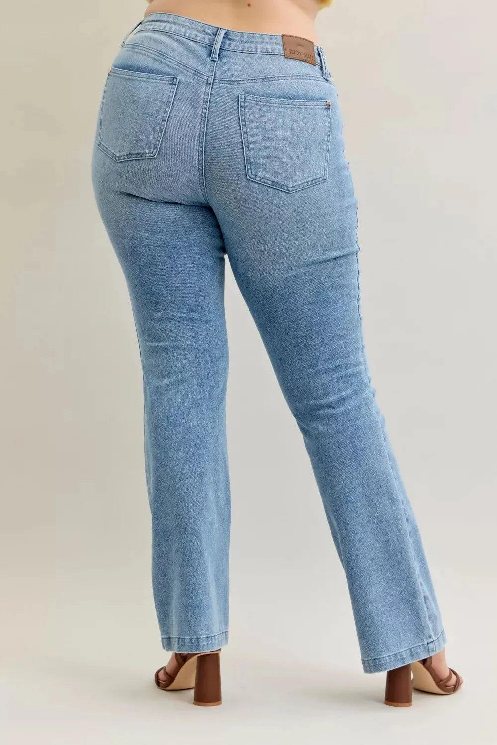 Judy Blue Jeans - Full Size Mid Rise Bootcut Jeans with Contrast Wash & Front Patch Pockets - Be Bliss Boutique